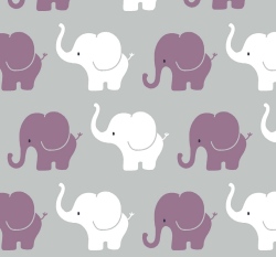 Úplet potisk sloní průvod na šedé