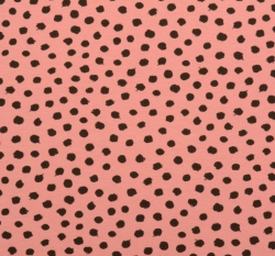 Úplet potisk nepravidelné černé puntíky na růžové