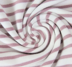 Úplet bílo - starorůžové proužky