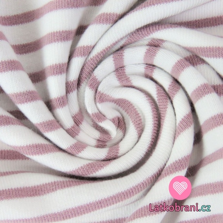 Úplet bílo - starorůžové proužky