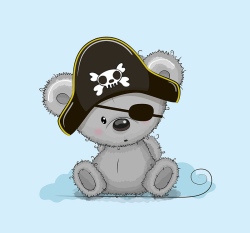 Panel medvídek pirát na modré