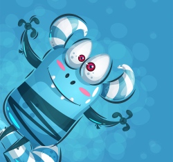 Panel potisk rohatá příšerka na modré