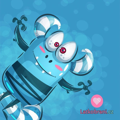 Panel potisk rohatá příšerka na modré