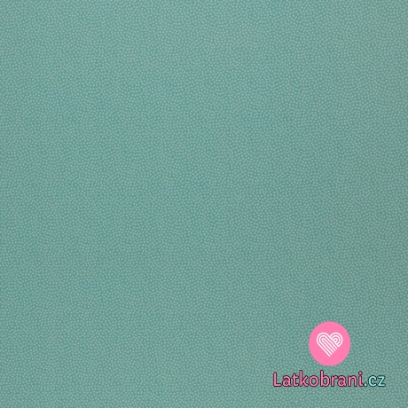 Bavlněné plátno drobné modré puntíky na mintové