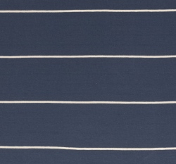 Teplákovina úzké bílé proužky na modré