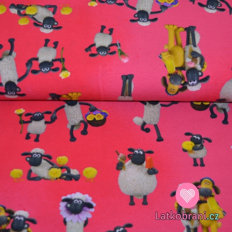Úplet potisk Ovečka Shaun na růžové