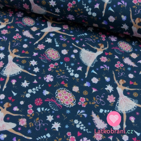 Úplet potisk tančící baletka na tmavě modré