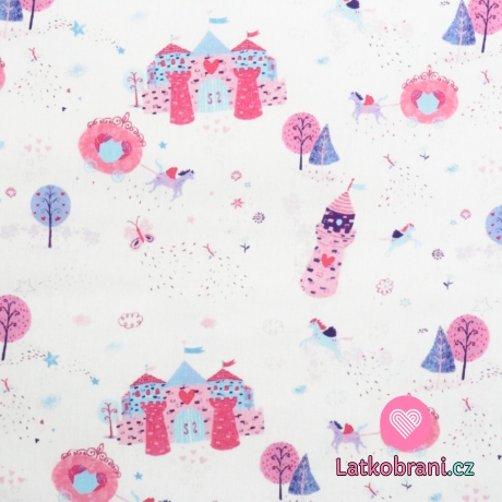 Bavlněné plátno růžové království