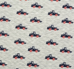 Prošívaná teplákovina tmavě modré bagříky na světlé šedé melé