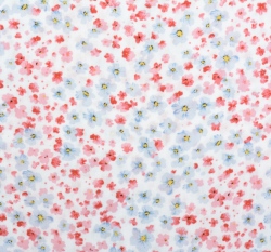 Viskóza potisk barevná kvítka na bílé