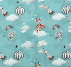 Úplet potisk létající přátelé na modré