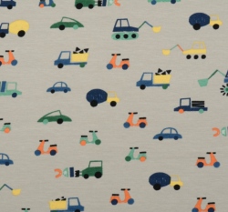 Úplet potisk stavební vozidla na béžové, BIO