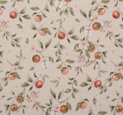 Úplet potisk větvičky s jablíčky na zaprášené růžové 