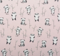 Úplet potisk veselá panda na jemné růžové