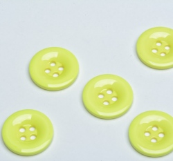 Knoflík hladký, lesklý, neonově žlutý