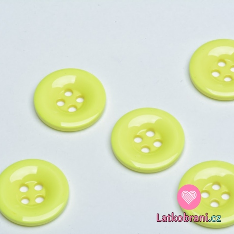 Knoflík hladký, lesklý, neonově žlutý