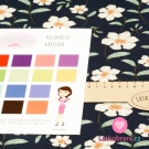 Modalový úplet bílé květy na námořnické modré 