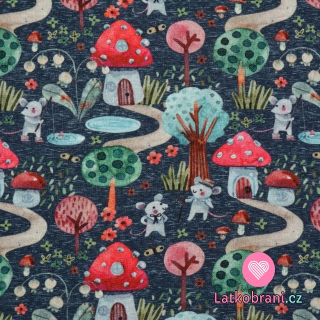 Warmkeeper potisk myší vesnička na tmavě modré