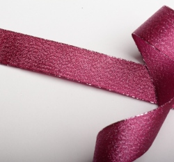 Stuha lurexová vínovo - růžová 25 mm