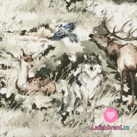 Bavlněný panel lesní zvířátka 