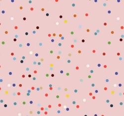 Úplet potisk barevné puntíky na růžovém podkladu