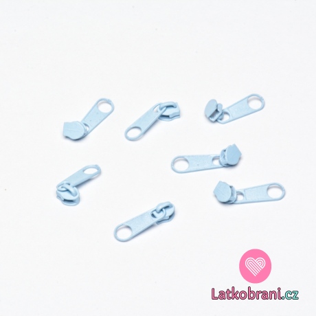 Jezdec k metrážovému zipu 3 mm Modrá světlá