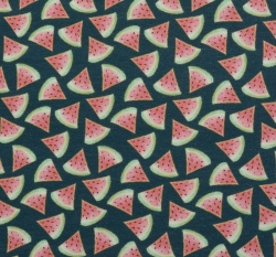 Úplet potisk melouny na modré jeans 