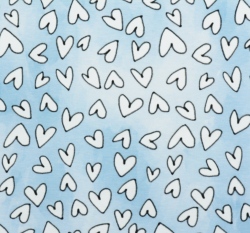 Úplet potisk bílá srdíčka na modré