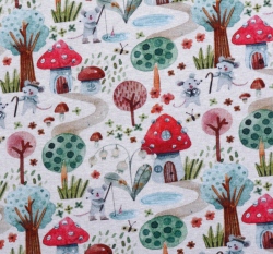 Warmkeeper potisk myší vesnička na ecru