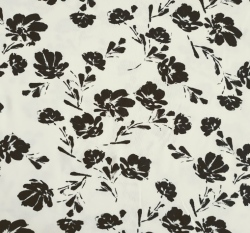Modalový úplet malované černé květy na ecru