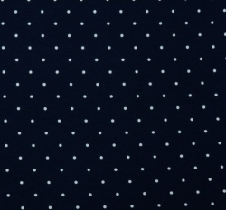 Teplákovina potisk bílý puntíček na námořnicky modré