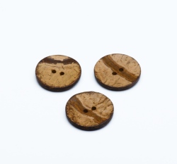 Knoflík z kokosu, kulatý, hnědý 23 mm