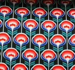 Softshell zimní retro červeno-růžové tulipány na černé