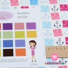 Úplet potisk kotvičky světle a tmavě modré,růžové a bílé na bílé