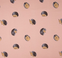 Úplet potisk ježeček v klubíčku na zaprášené růžové