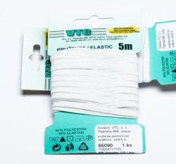 Pruženka jemná, plochá bílá 5 mm, karta 5m