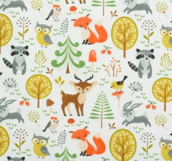 Úplet potisk lesní zvířátka na bílé