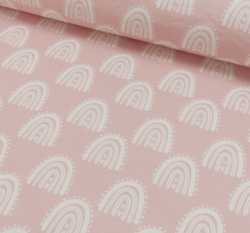 Teplákovina počesaná bílé duhy na růžové
