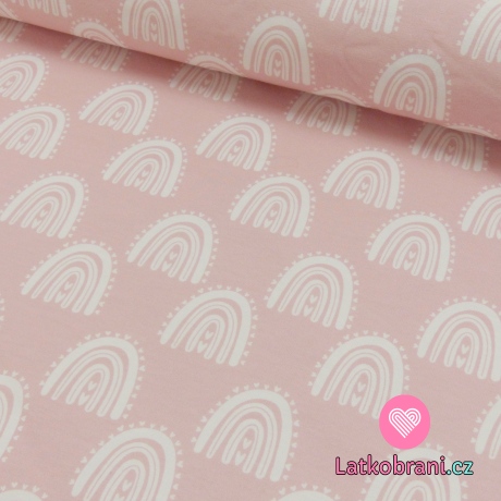 Teplákovina počesaná bílé duhy na růžové