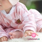 Teplákovina počesaná bílé duhy na růžové