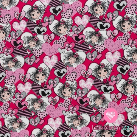Úplet potisk slečna v srdíčku na růžové