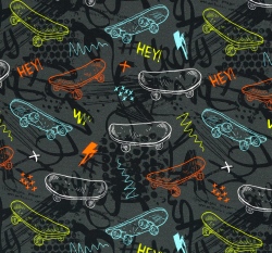 Teplákovina potisk skateboard a graffiti na antracitové 