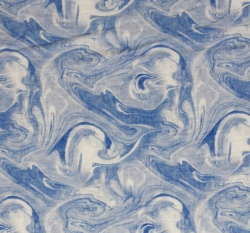 Dvojitá gázovina / mušelín potisk modré vlny