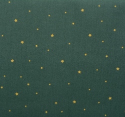 Bavlněný popelín potisk hvězdičky na tmavě zelené