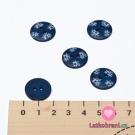 Knoflík kulatý potisk karafiáty na modré tmavší 18 mm