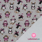 Warmkeeper potisk tučňáci v růžových svetrech na šedé