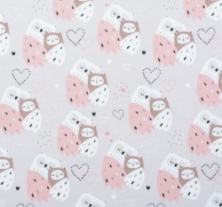 Úplet potisk sovičky na pudrově růžové