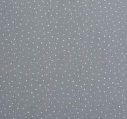 Dvojitá gázovina / mušelín malé puntíky na šedé 