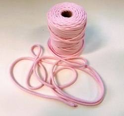 Šňůra kulatá oděvní PES 7 mm ledově růžová