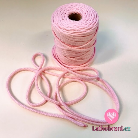 Šňůra kulatá oděvní PES 7 mm ledově růžová